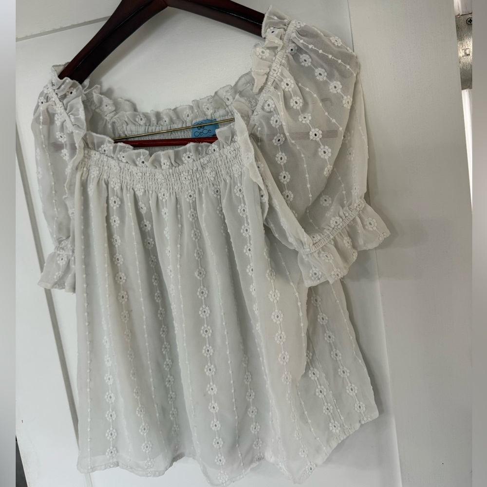 White Eyelet Blouse cece brand